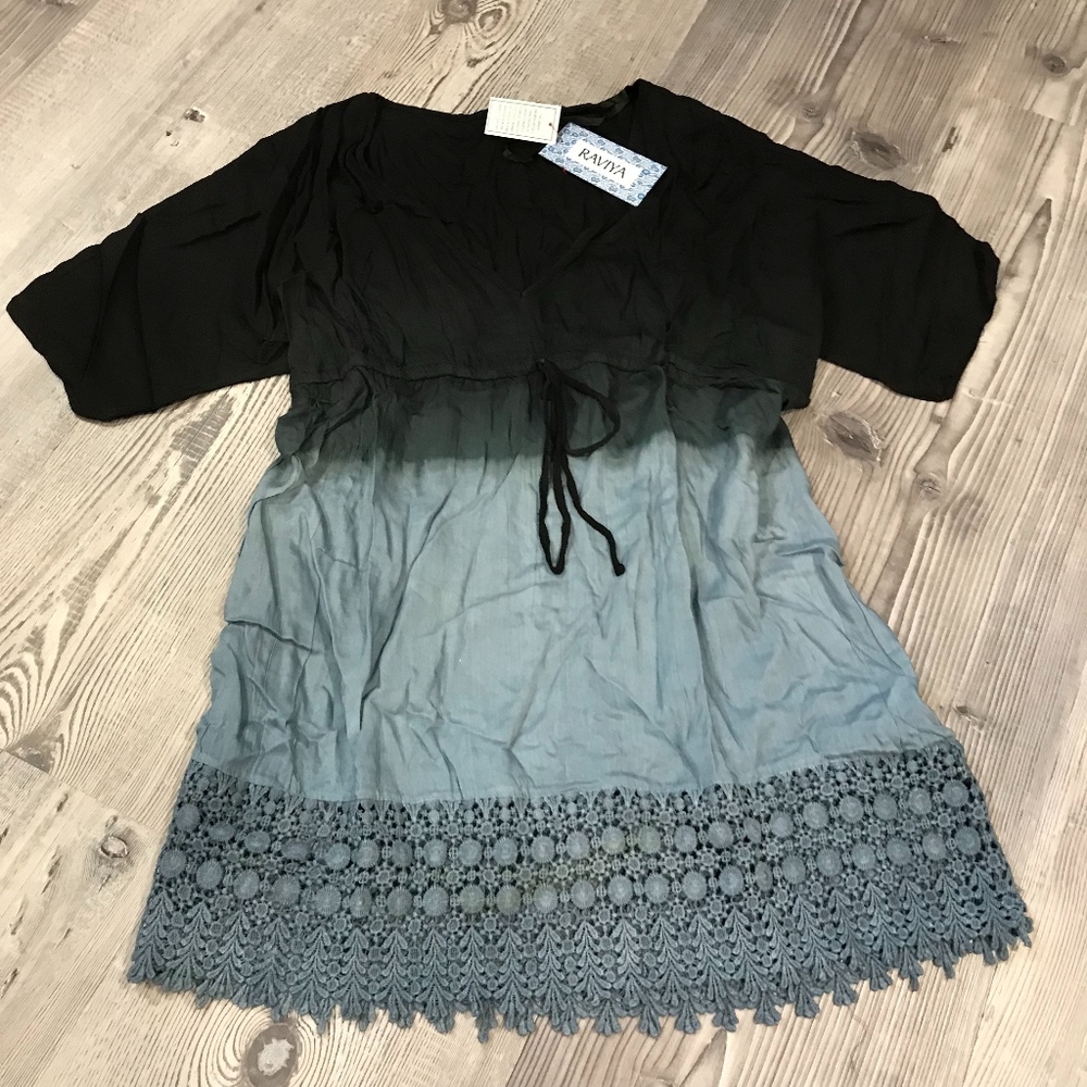 SALE Black & Gray Crochet Hem Swim Coverup
